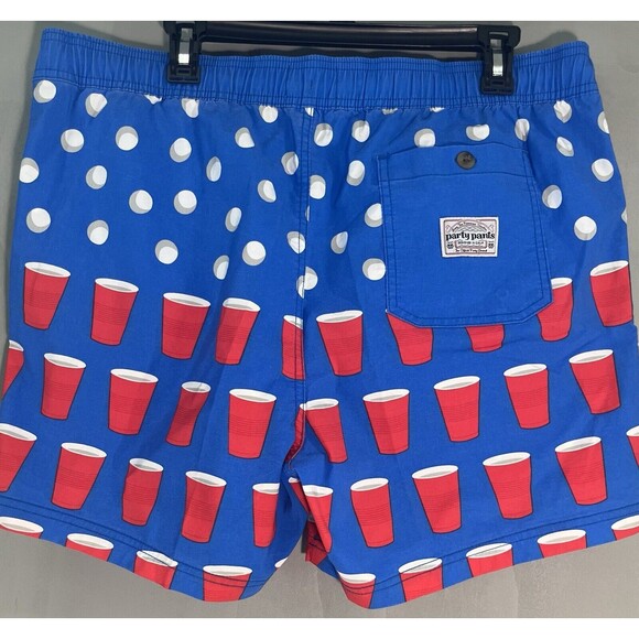 Men’s Party Pants Swim Beach Trunks Blue Pong XL NWT - Picture 3 of 7